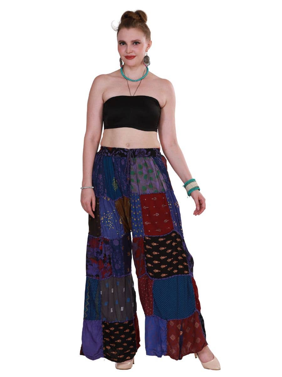 Women's Multi Patchwork Wide Leg Pajama Elastic Pant Mix Lot