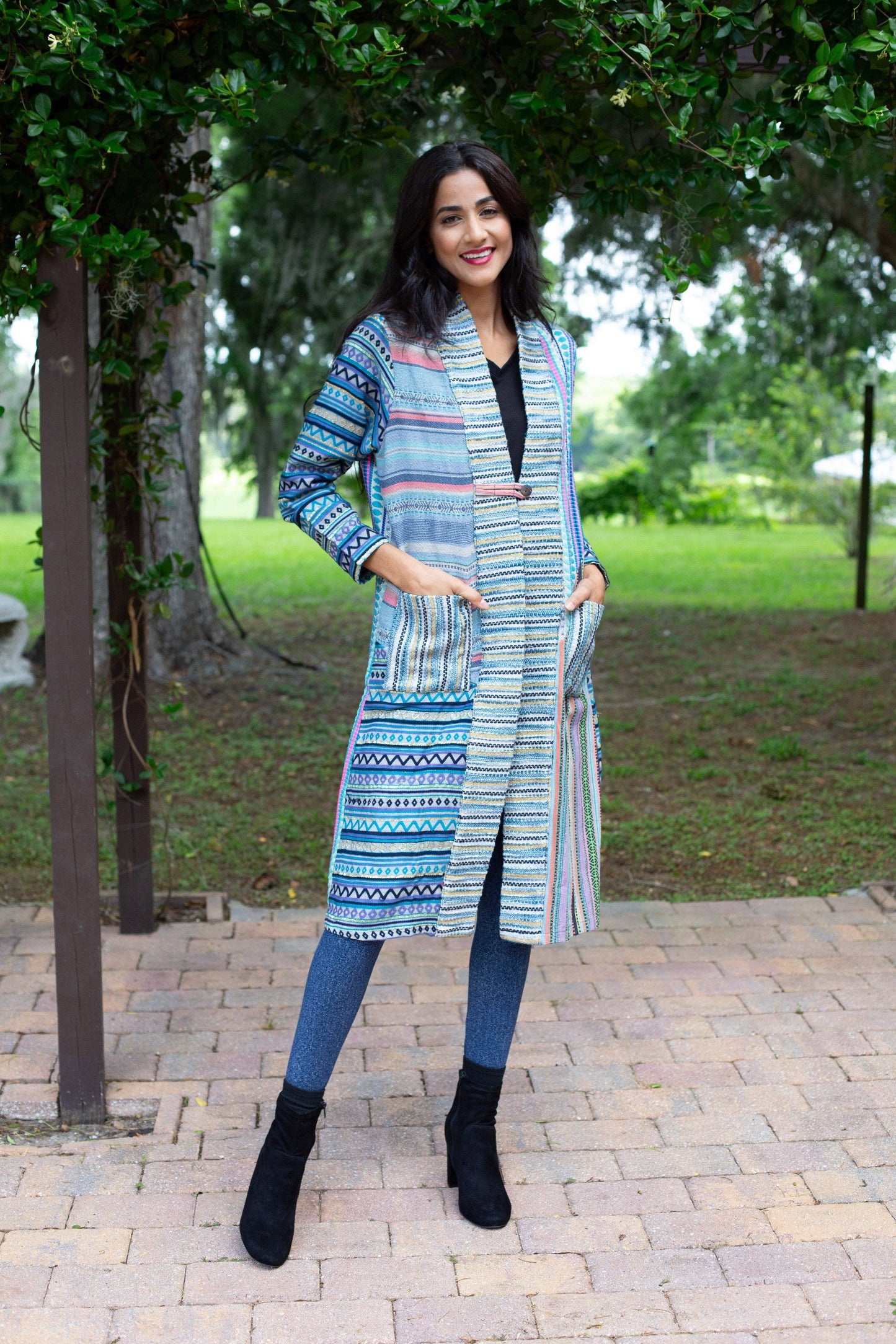 Blue Batik Patchwork Cotton Cardigan Jacket