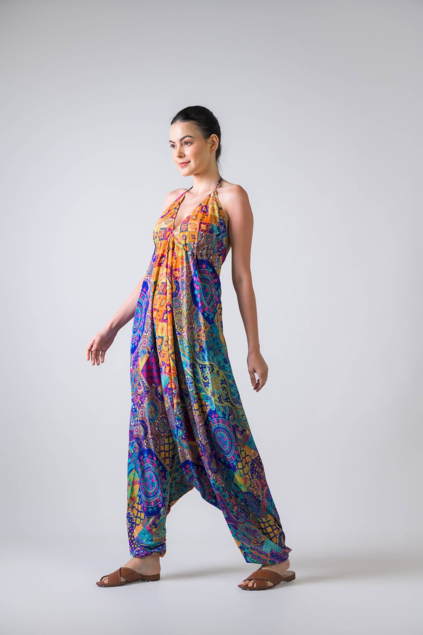 Rhea Boho Print Harem Jumpsuit