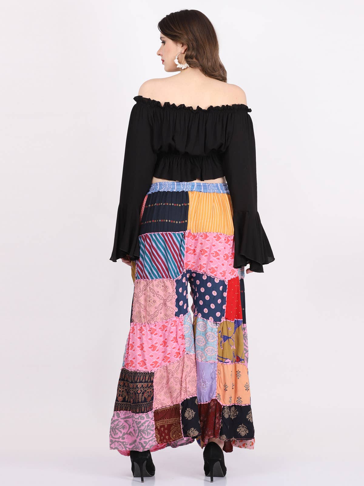 Women's Multi Patchwork Wide Leg Pajama Elastic Pant Mix Lot