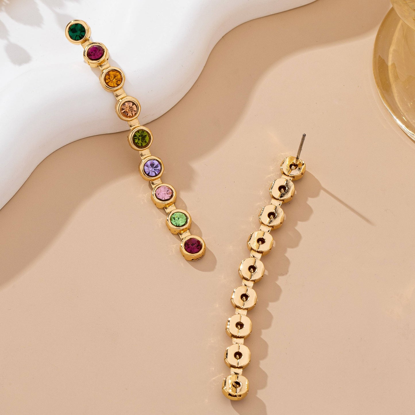 Rainbow Gemstone Linear Drop Earrings | 80E61965