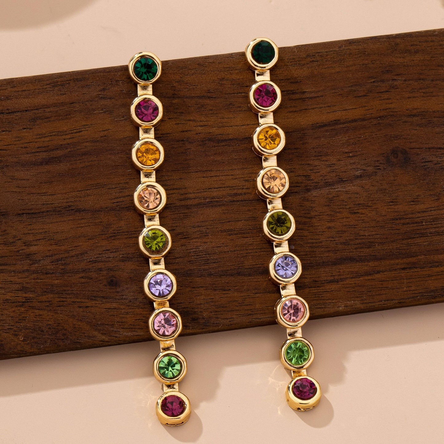 Rainbow Gemstone Linear Drop Earrings | 80E61965