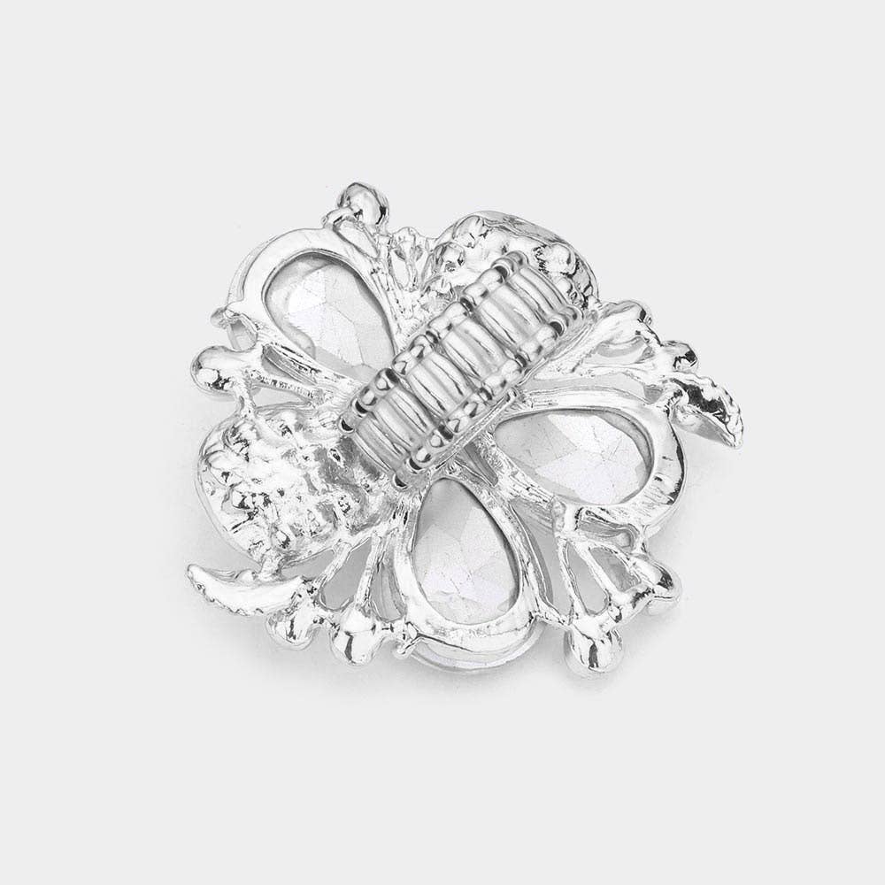 Pearl Stone Embellished Oversized Flower Stretch Ring