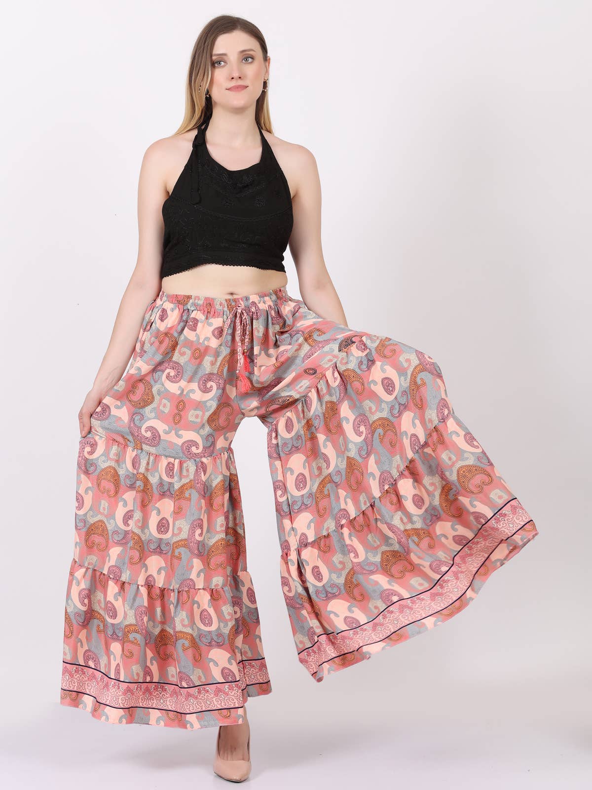 Women Casual Flower Print Wide Leg Trouser Palazzo Pant Lot