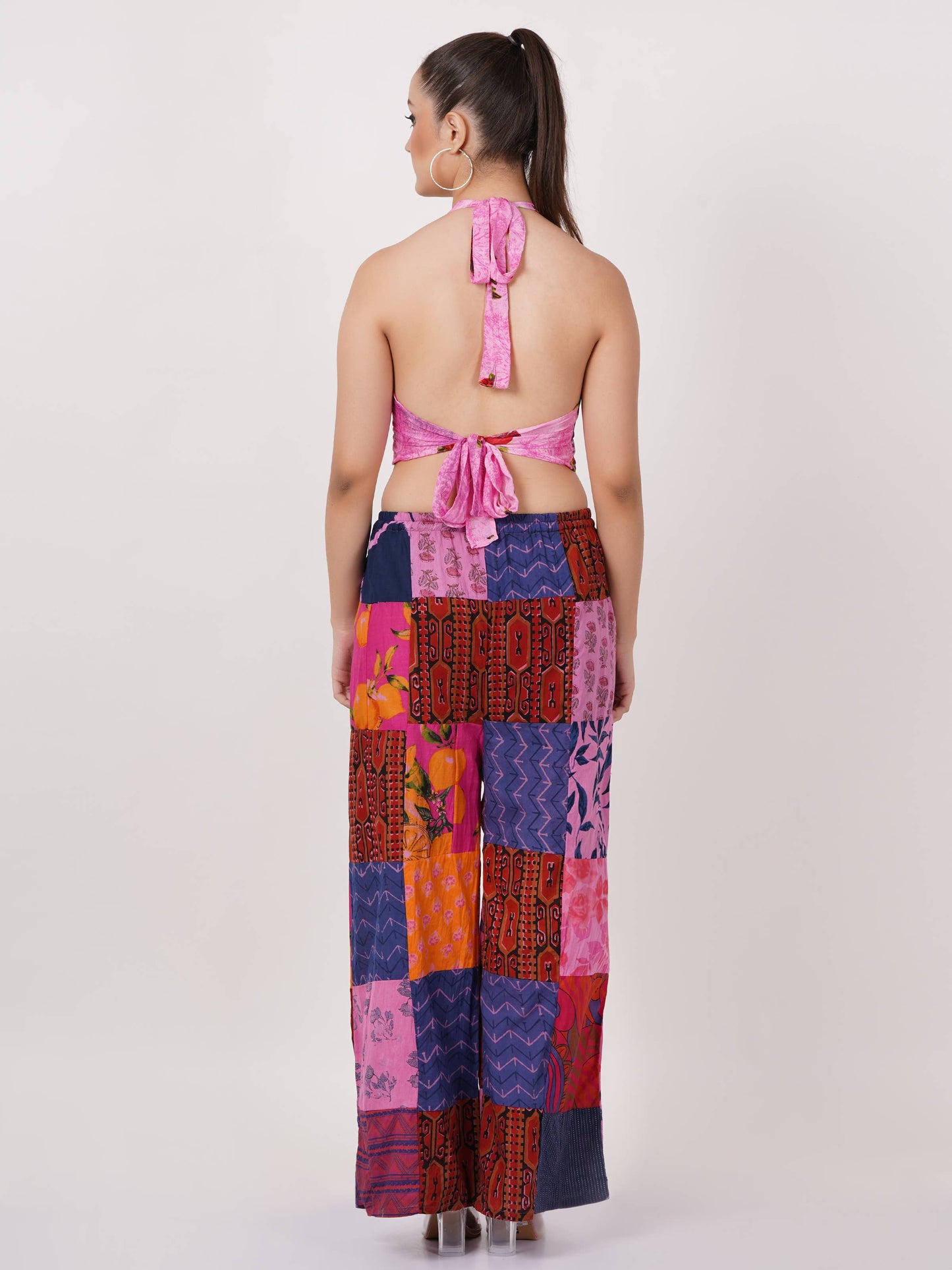 Women Patchwork Wide Leg Pant Elastic Waist Trouser Mix lot