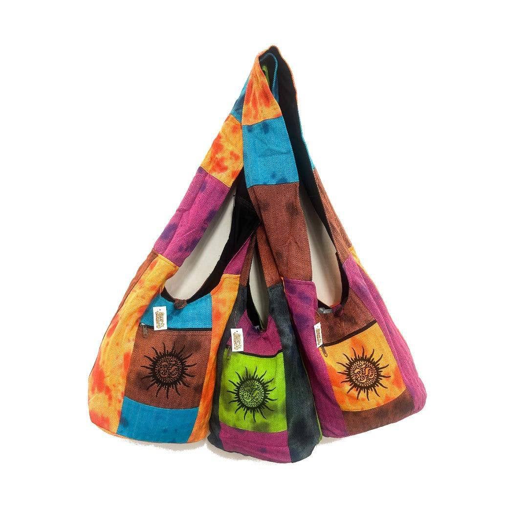 Tie Dye Sun Ohm Herringbone Monk Style Shoulder Bag