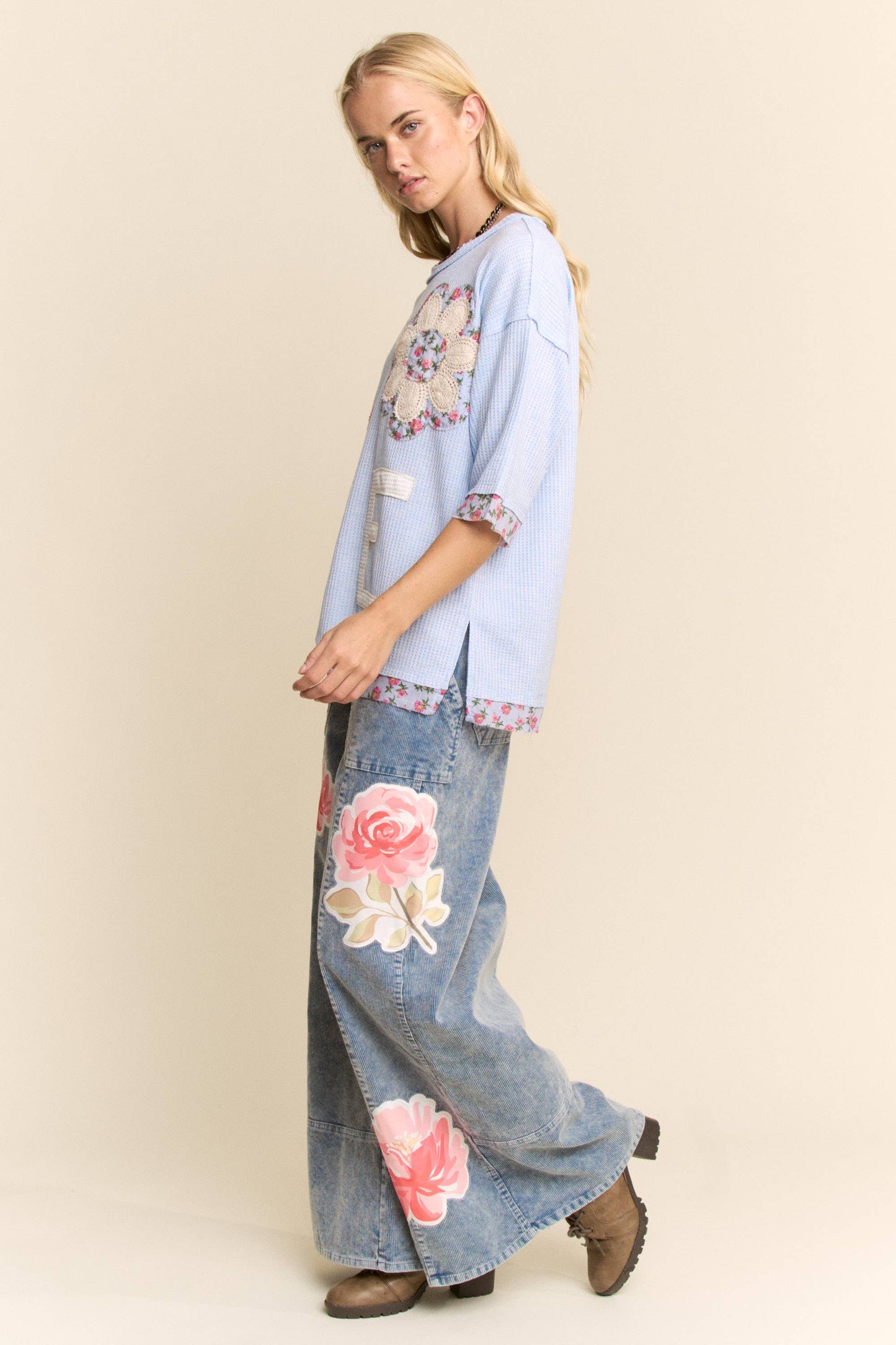 PLUS LOVE LETTER PATCHWORK TOP