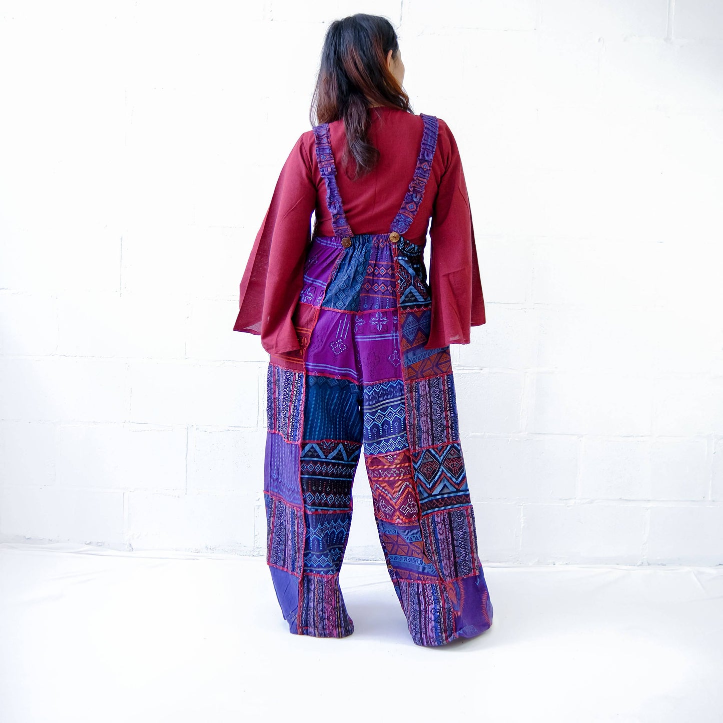 Patchwork Wide Leg Cotton Jumpsuit
