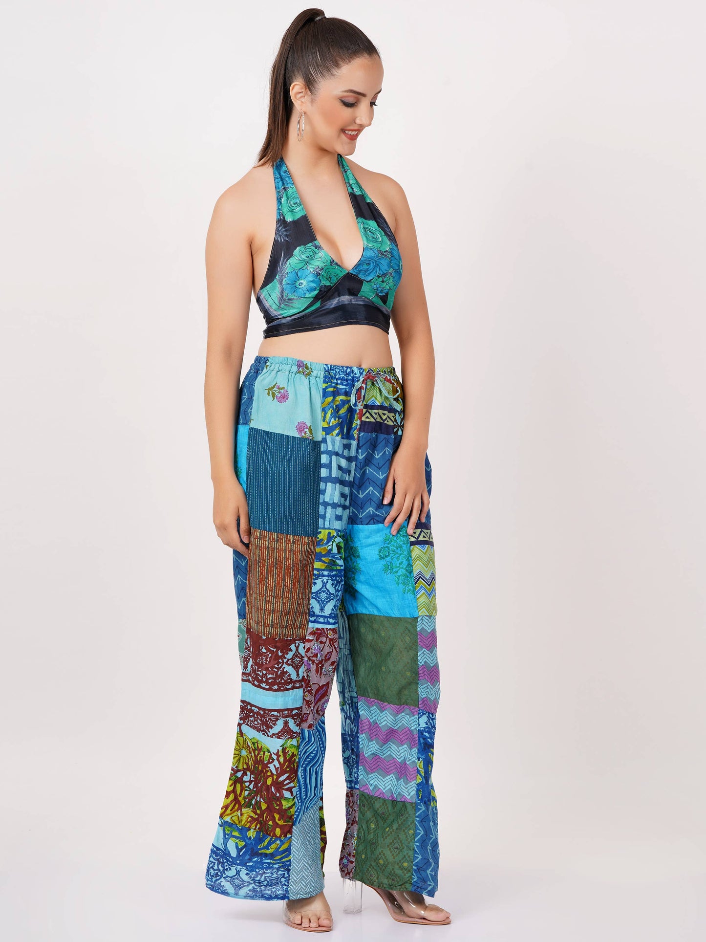 Women Patchwork Wide Leg Pant Elastic Waist Trouser Mix lot