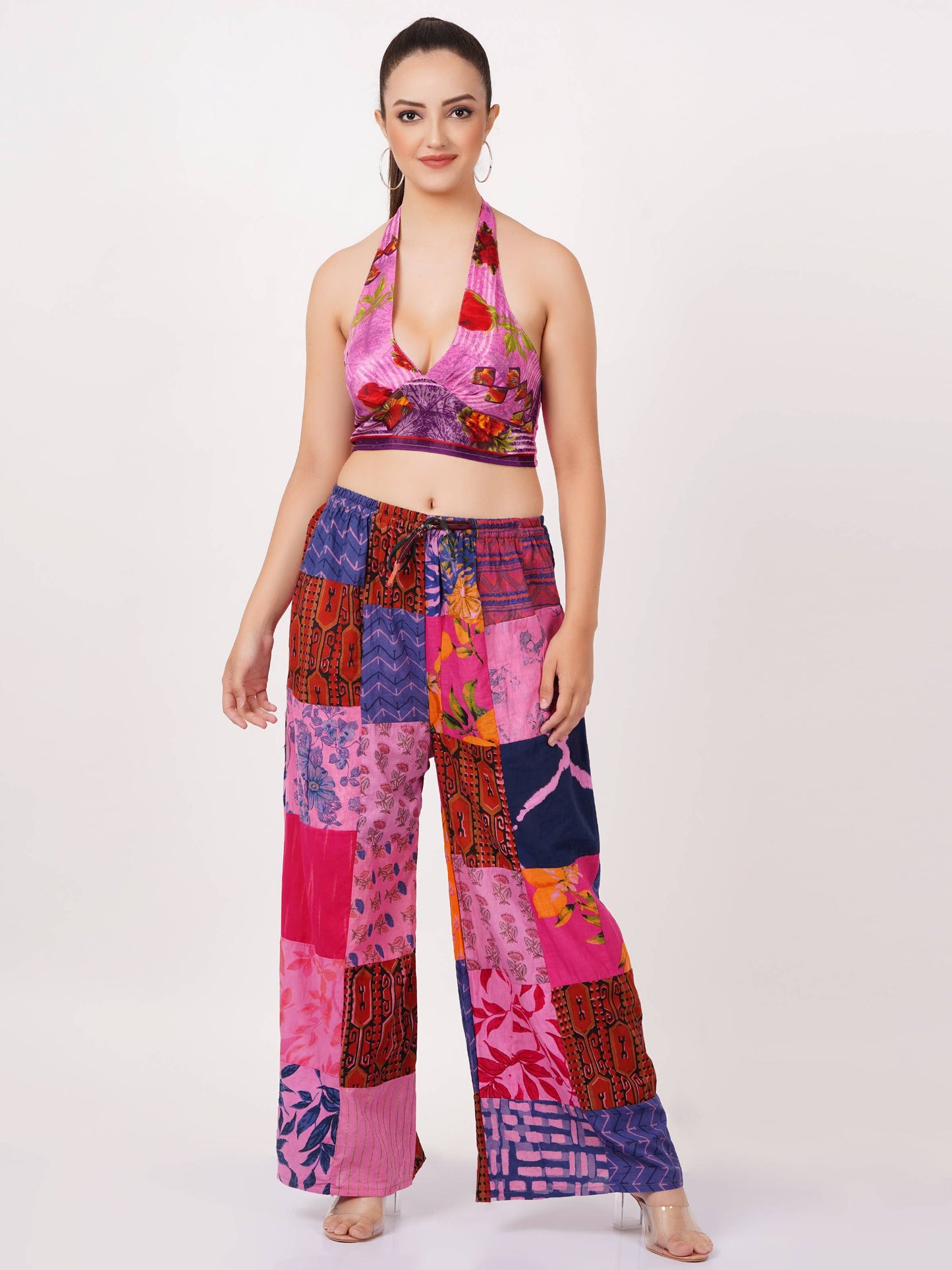 Women Patchwork Wide Leg Pant Elastic Waist Trouser Mix lot