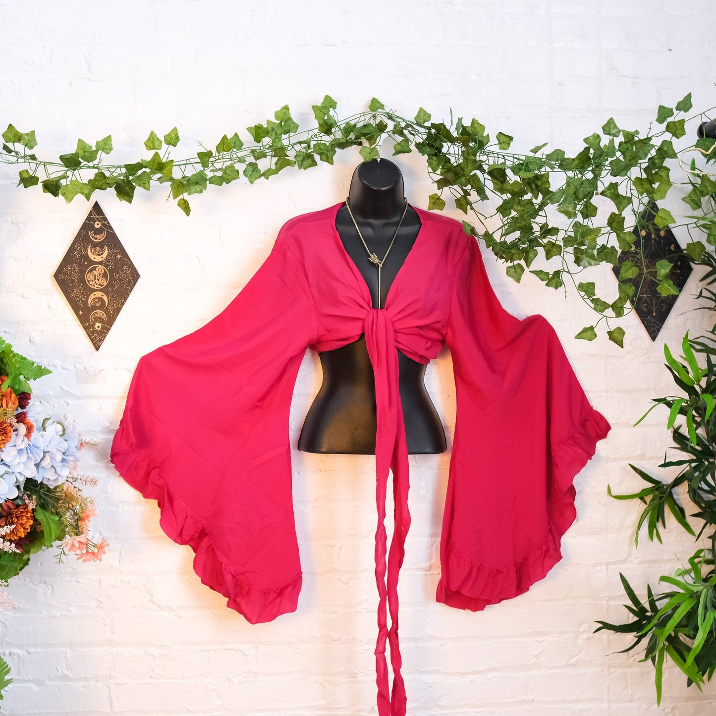 Solid Color Ruffle Sleeve Wrap Top