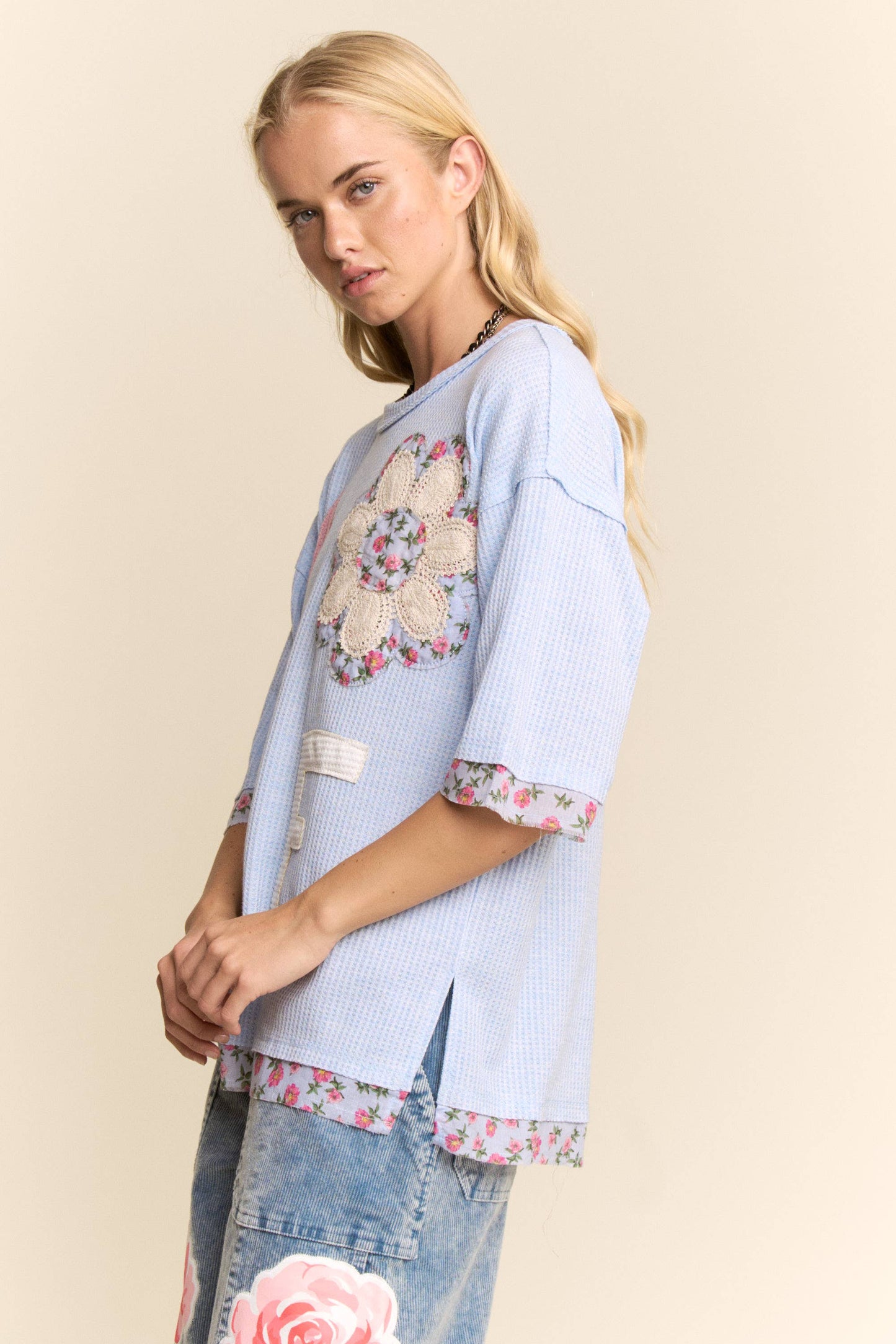 PLUS LOVE LETTER PATCHWORK TOP