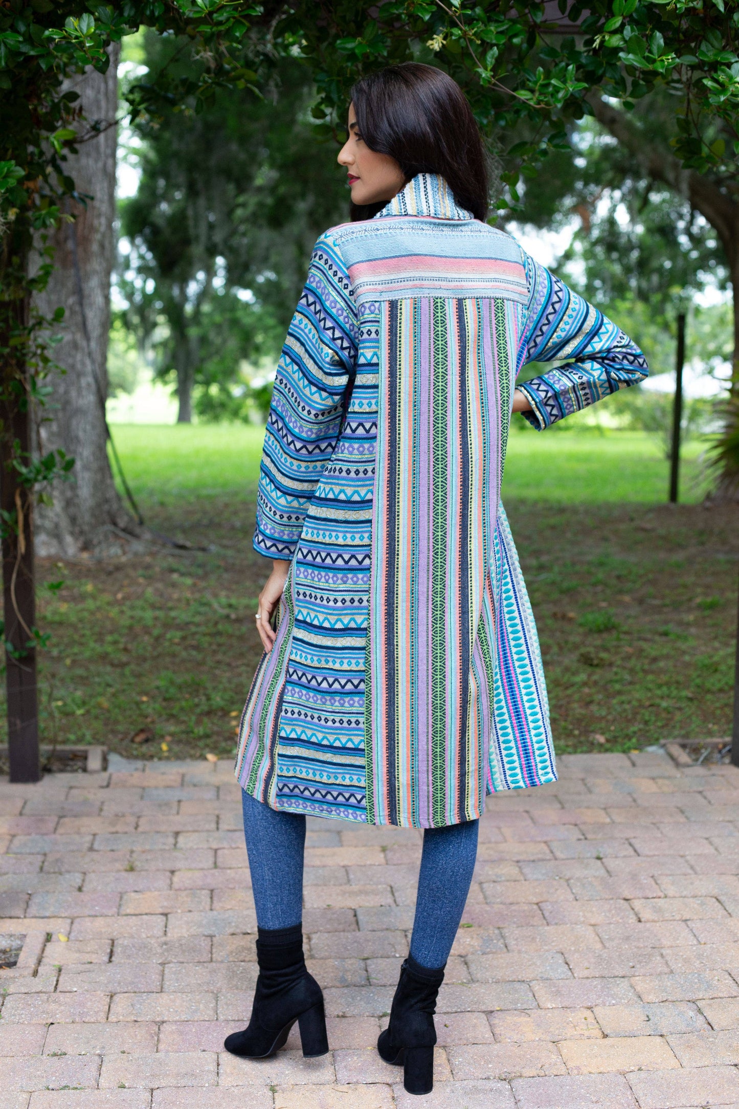 Blue Batik Patchwork Cotton Cardigan Jacket