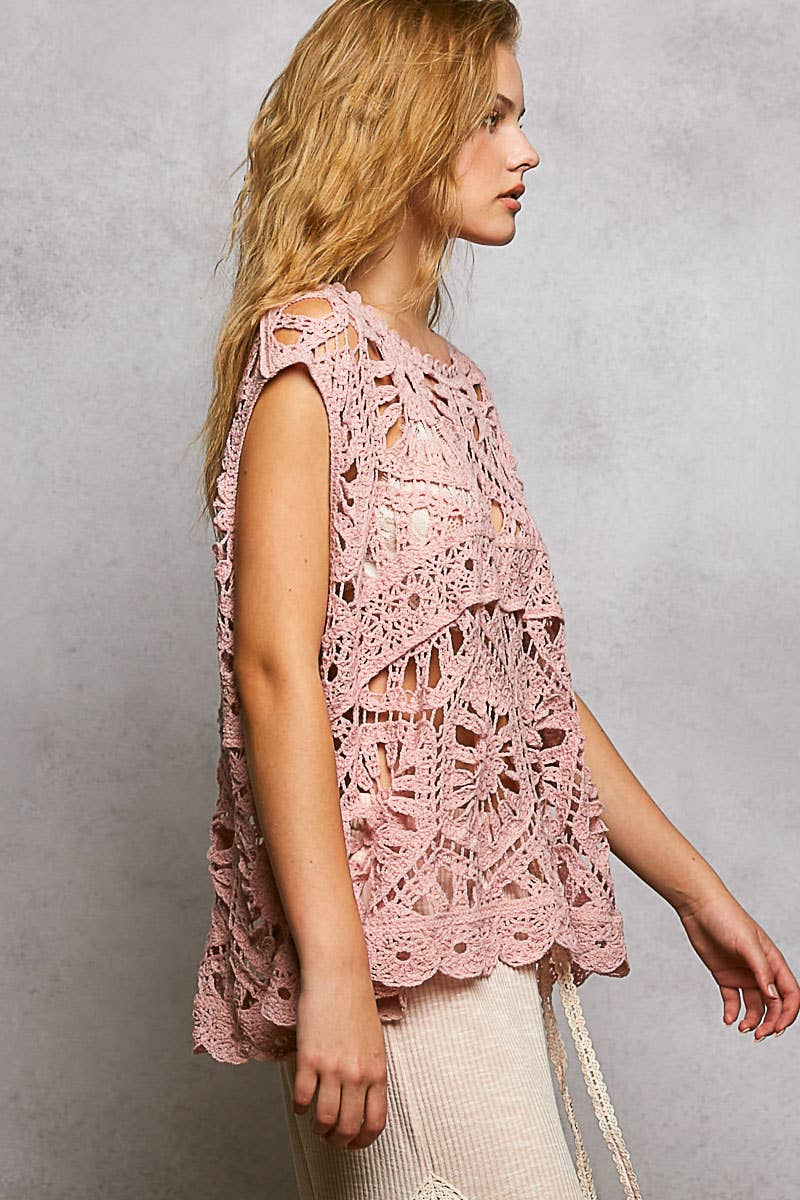 Bohemian Crochet Relaxed Sleeveless Top