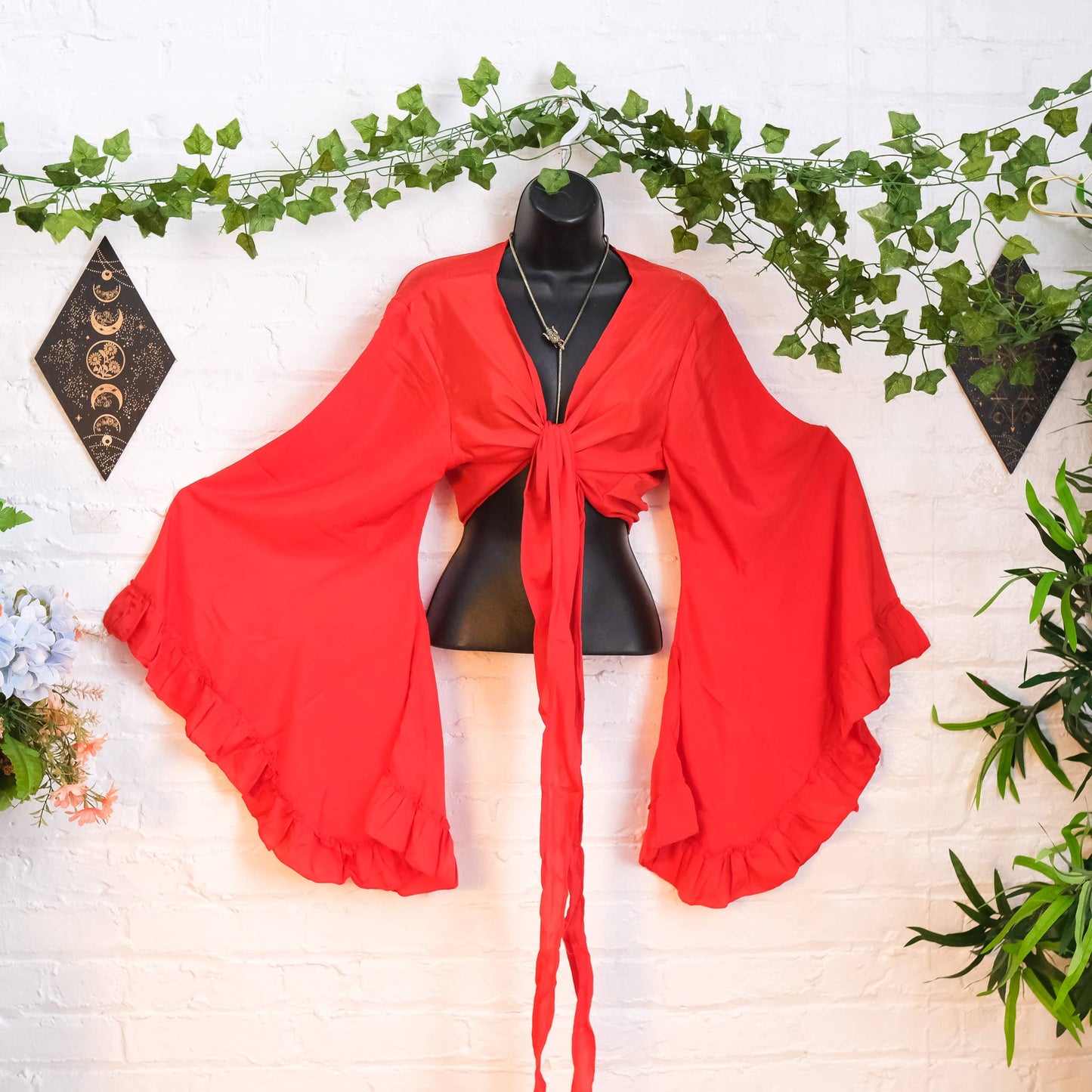 Solid Color Ruffle Sleeve Wrap Top