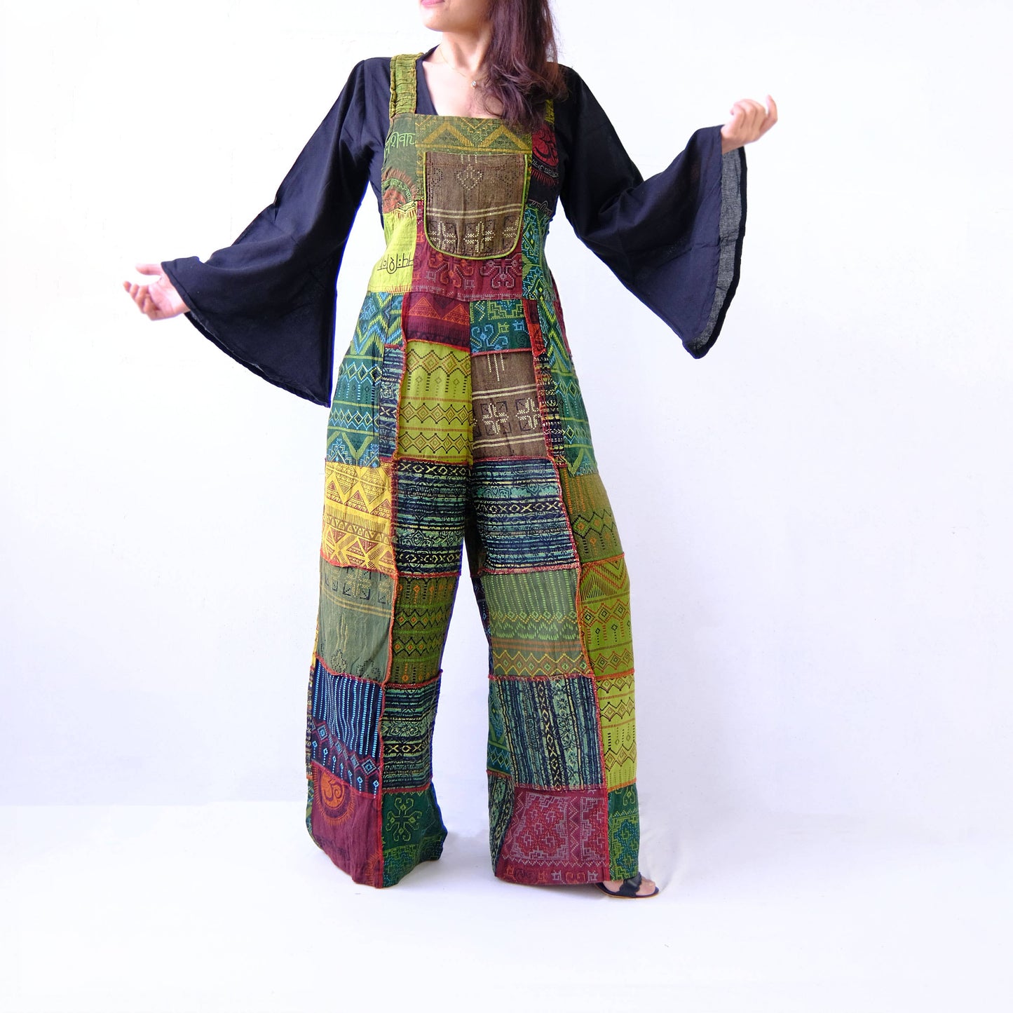 Patchwork Wide Leg Cotton Jumpsuit