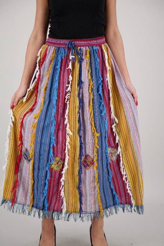 Multicolor Patchwork Boho Skirt PAT-3516