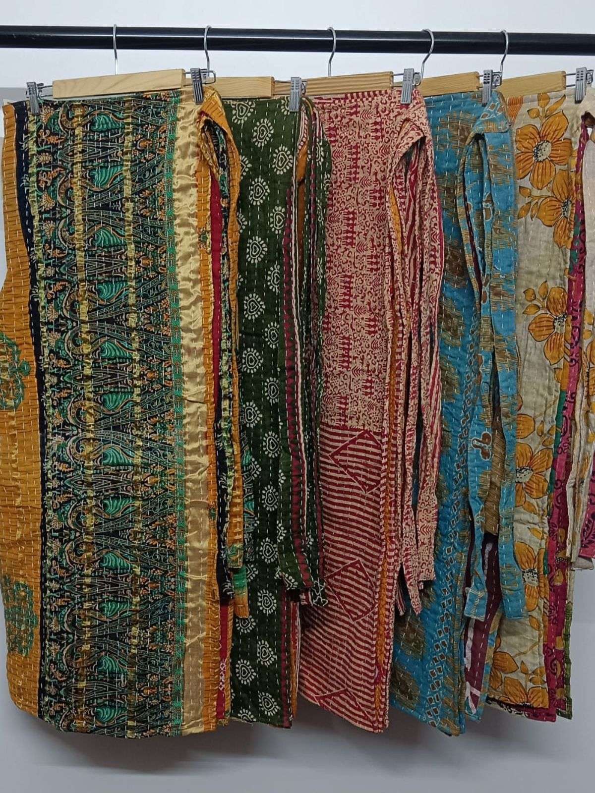Women Wide Leg Kantha Fabric Tie Knot Thai Wrap Pant Mix Lot