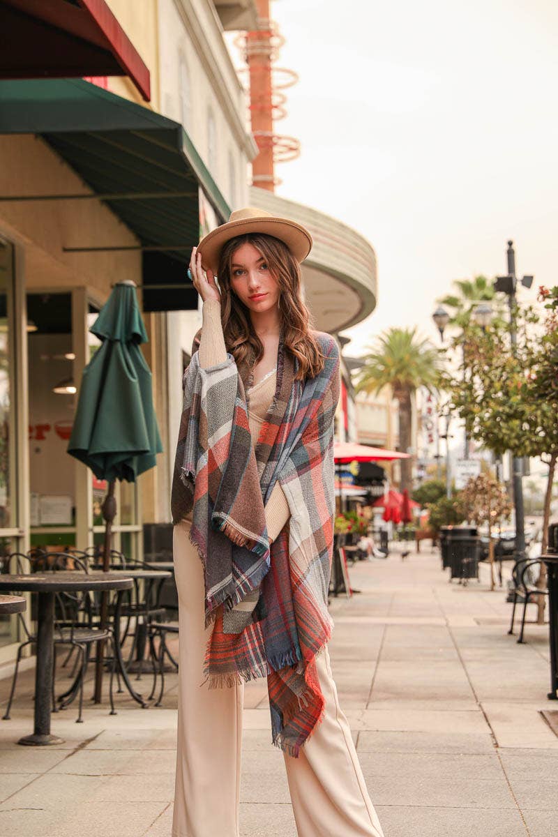 Multicolor Plaid Pocket Ruana - All Time Fall Favorite 🍁