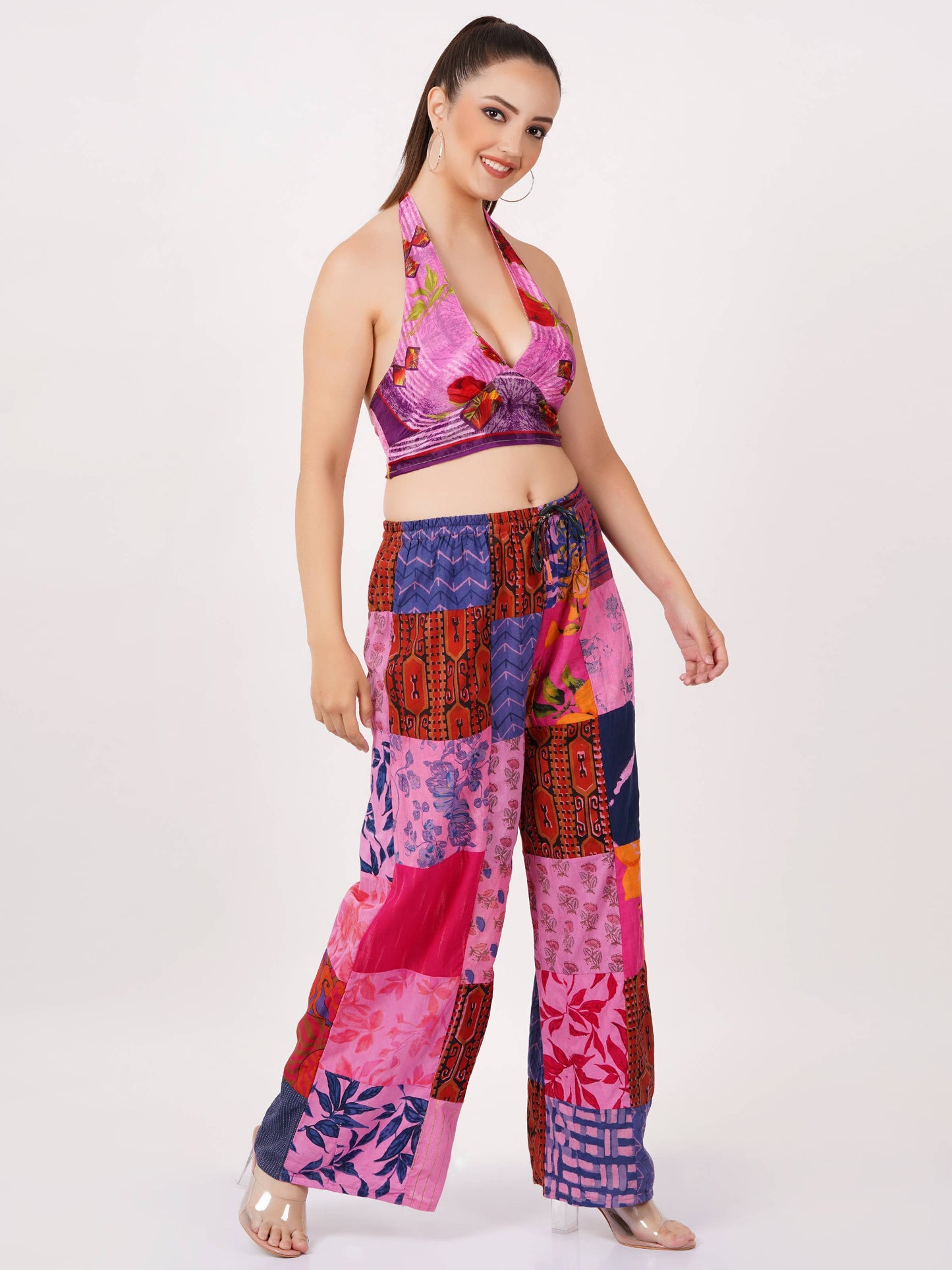 Women Patchwork Wide Leg Pant Elastic Waist Trouser Mix lot