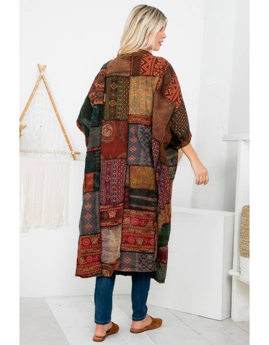 Womens Clothing - Patchwork Long Jacket (TH-1657)