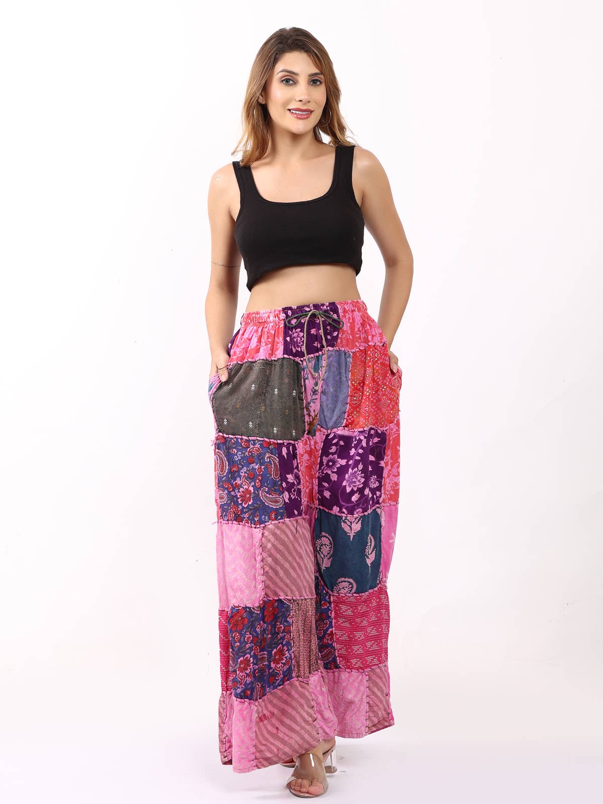 Women Patchwork Elastic Waist Stonewash Trouser Pant Mix Lot