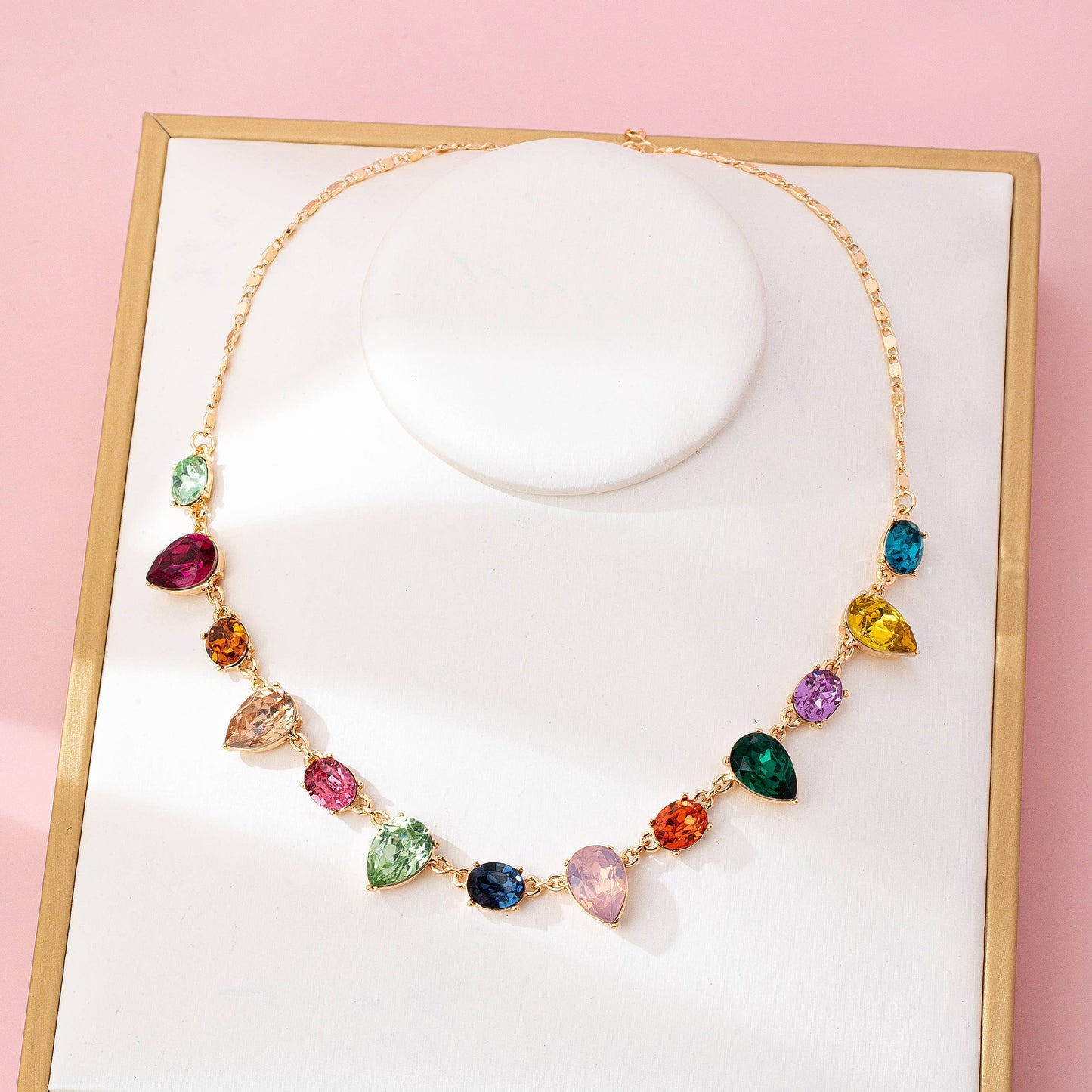 Rainbow Pear Gemstone Dangle Necklace | 80N92848