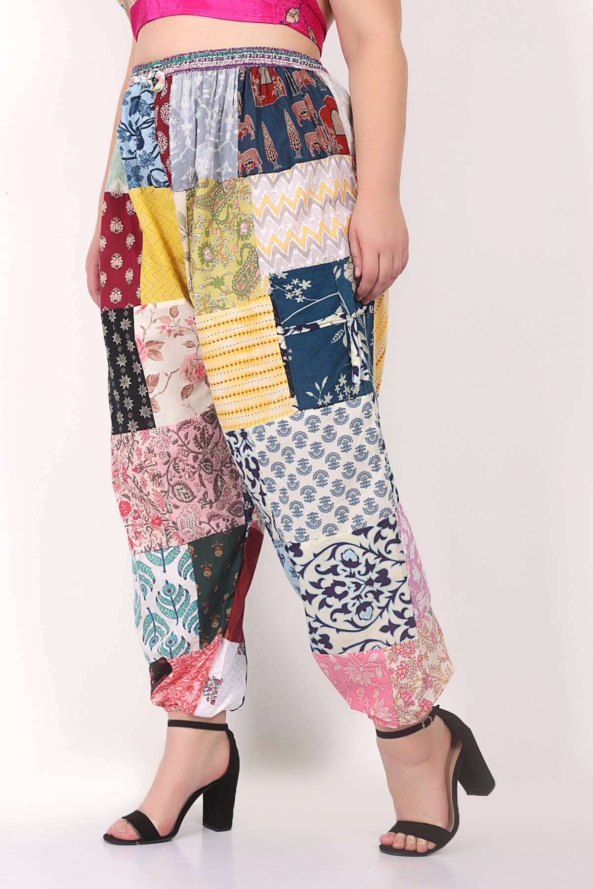 Women's Casual Patchwork Elastic Waist Pocket Pant Mix Lot