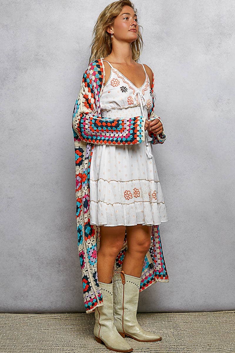 Long Sleeve Various Colors Crochet Cardigan