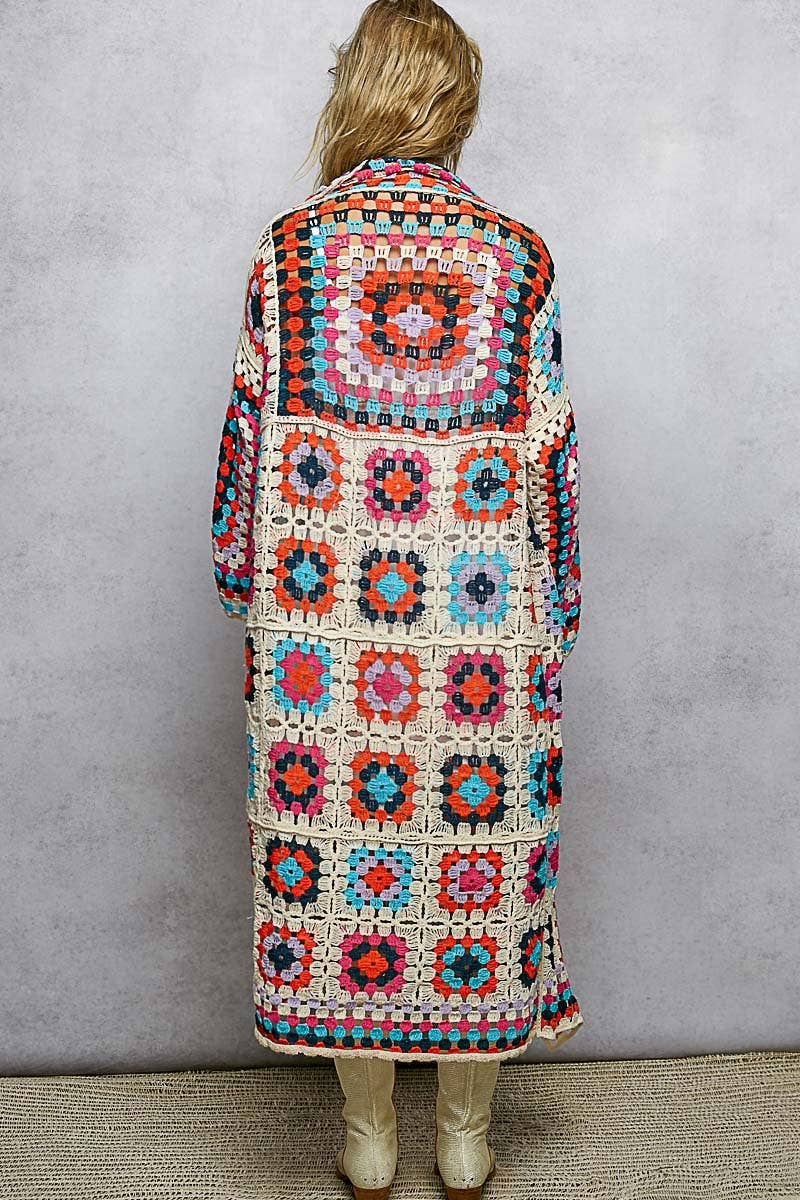 Long Sleeve Various Colors Crochet Cardigan