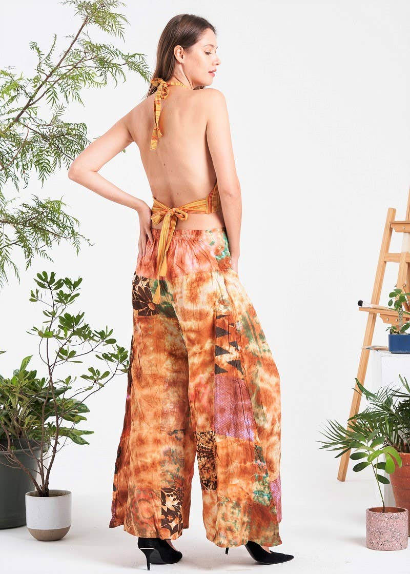 Multi-patch Wide-Leg Elastic Waist Pants (KT-1401)