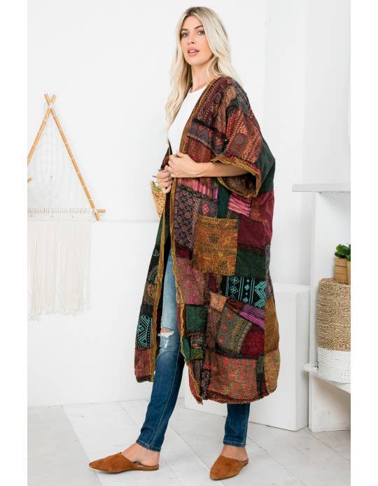 Womens Clothing - Patchwork Long Jacket (TH-1657)