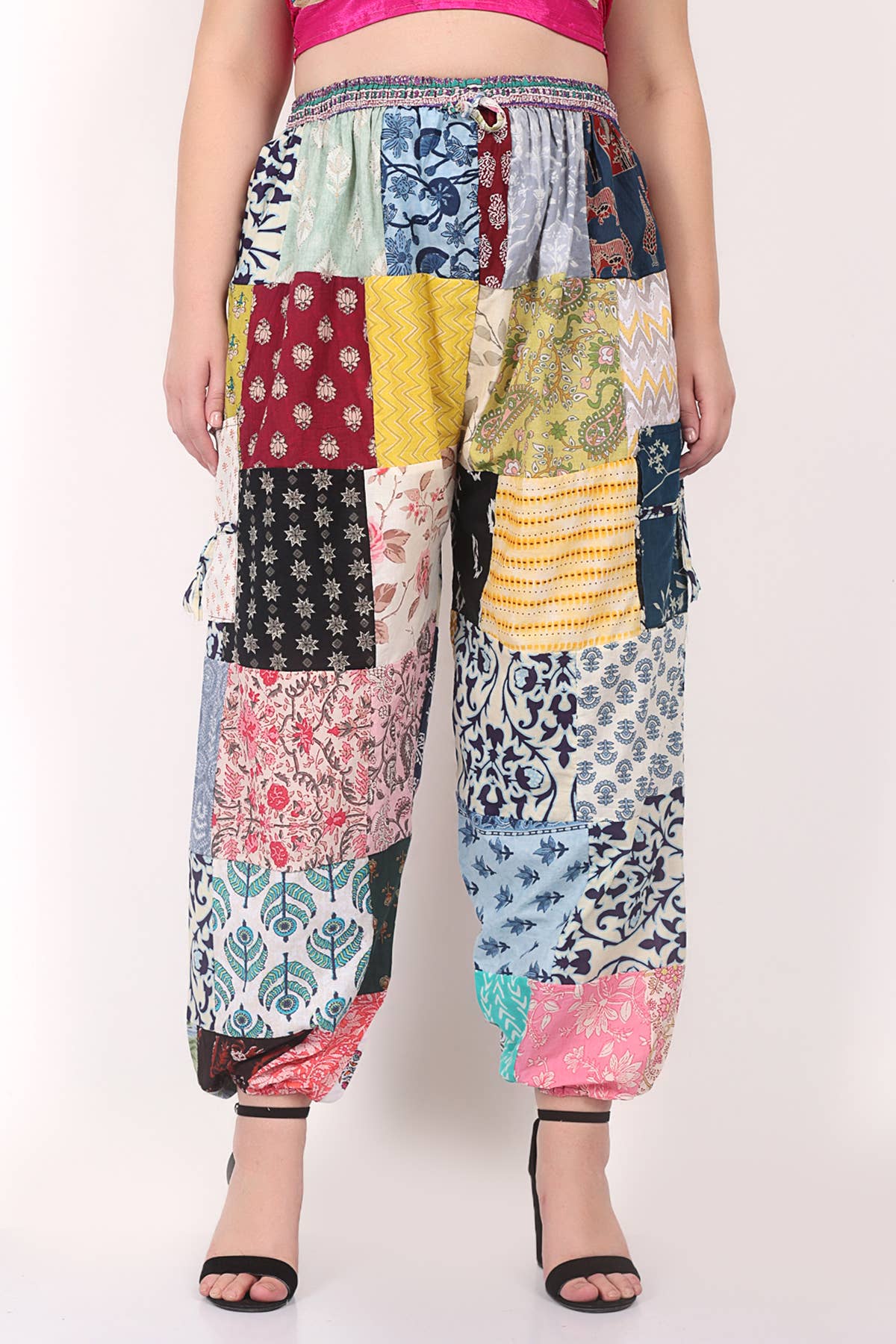 Women's Casual Patchwork Elastic Waist Pocket Pant Mix Lot