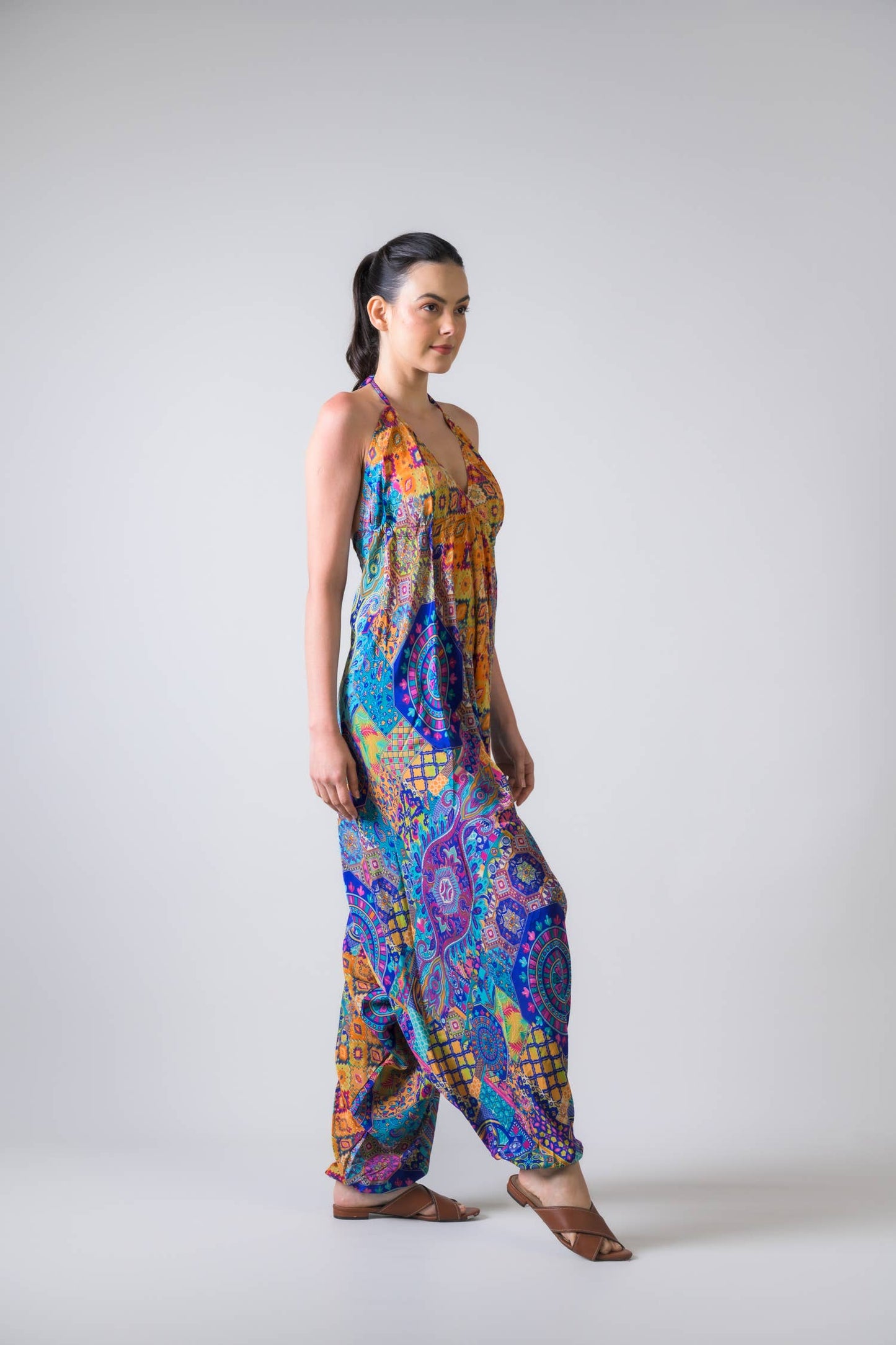 Rhea Boho Print Harem Jumpsuit