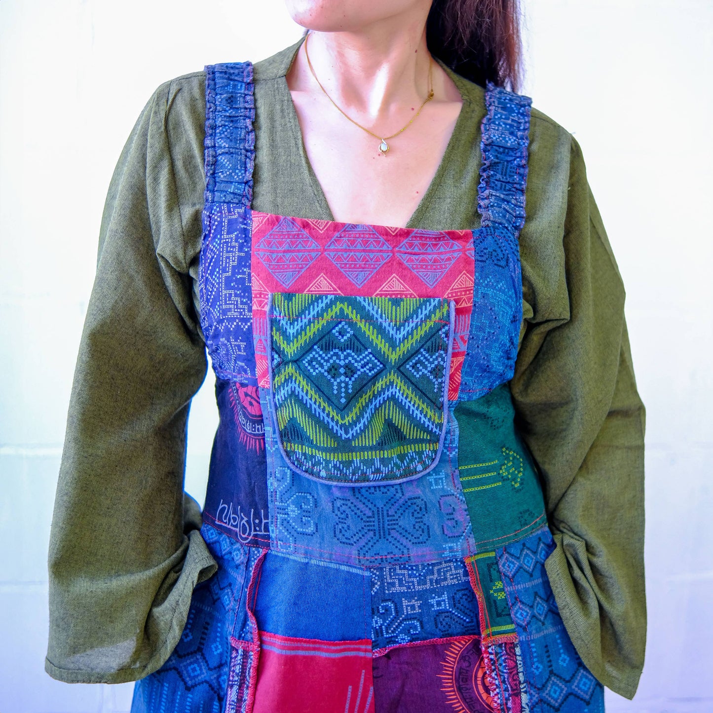 Patchwork Wide Leg Cotton Jumpsuit