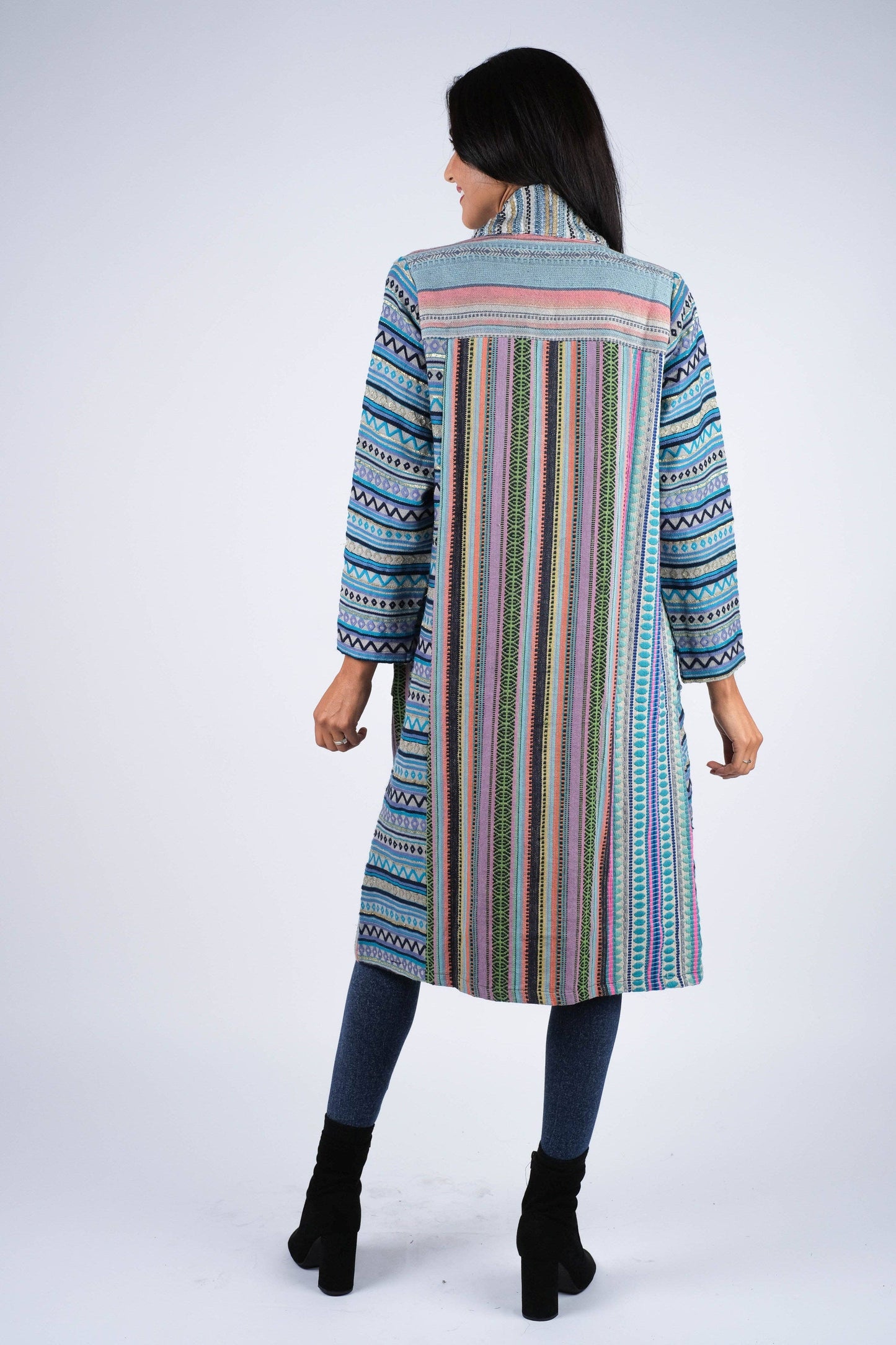 Blue Batik Patchwork Cotton Cardigan Jacket