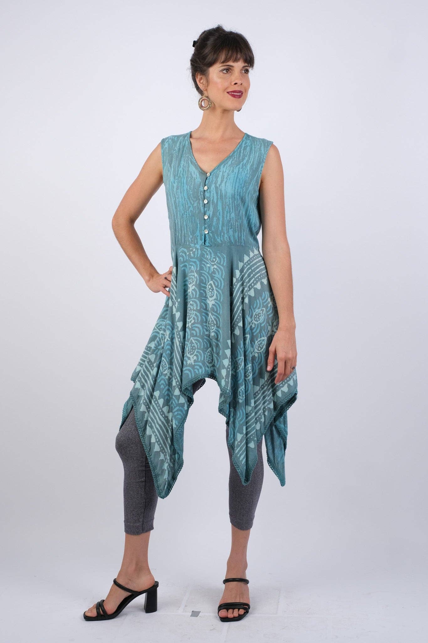 Colors of the Sea Blockprint Bohemian Dress