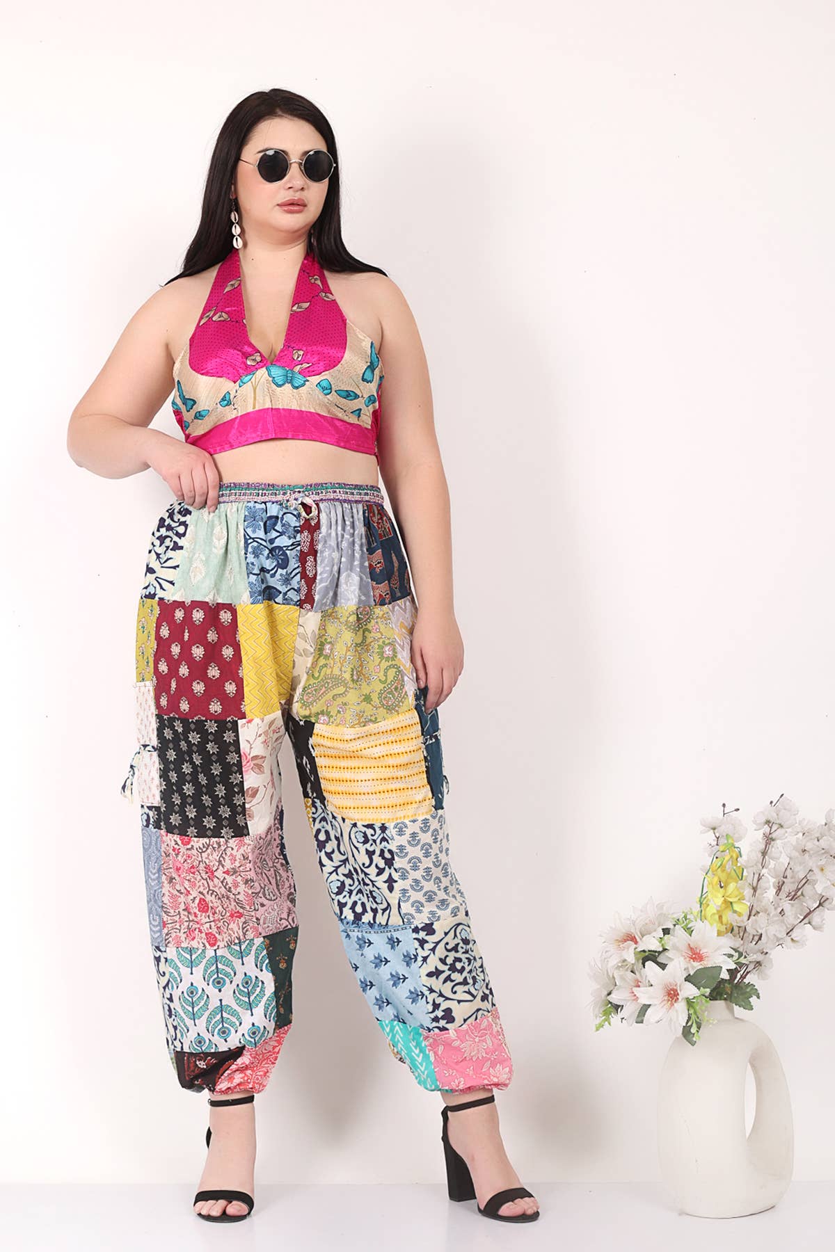Women's Casual Patchwork Elastic Waist Pocket Pant Mix Lot