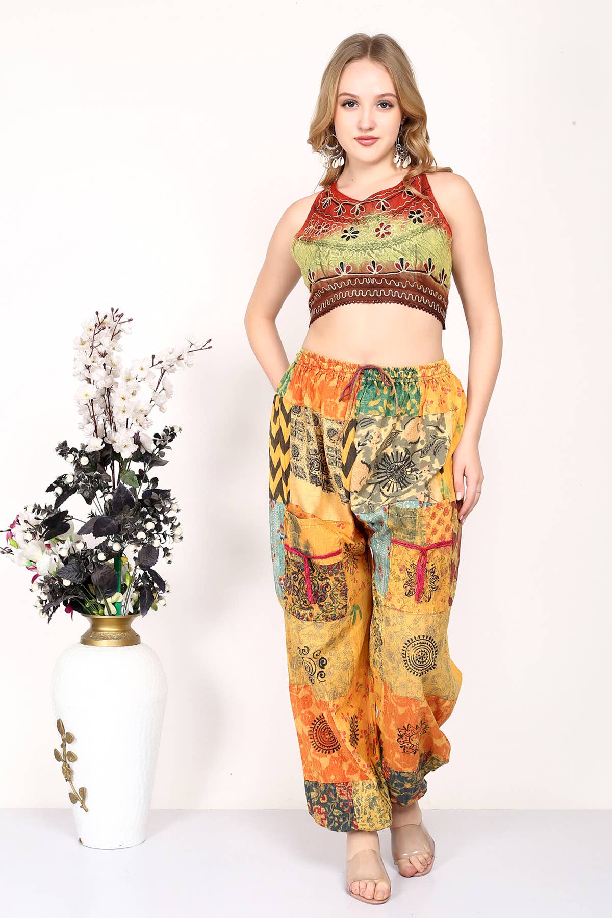 Women's Boho Cotton Printed Patchwork Harem Pant Mix Lot