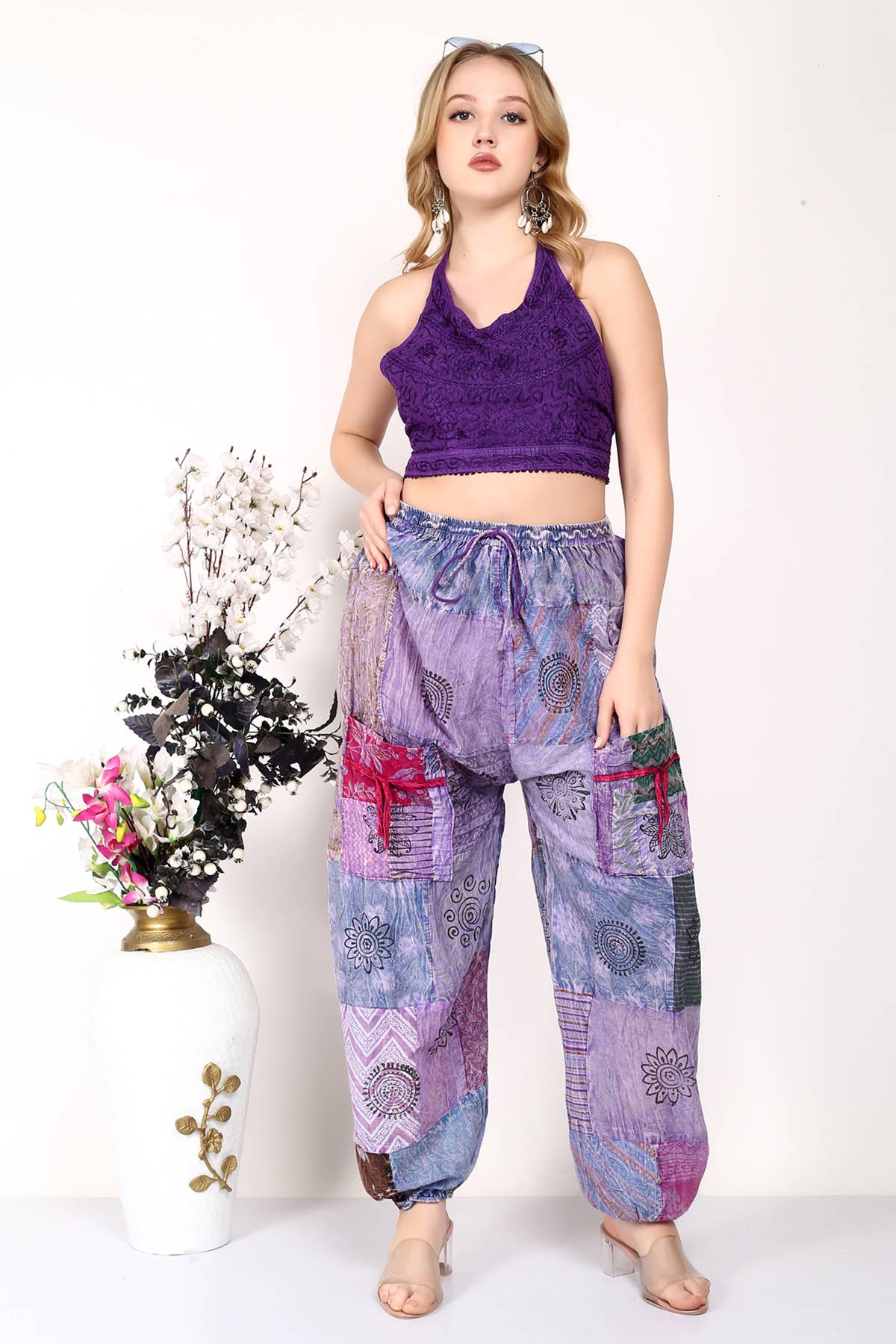 Women's Boho Cotton Printed Patchwork Harem Pant Mix Lot