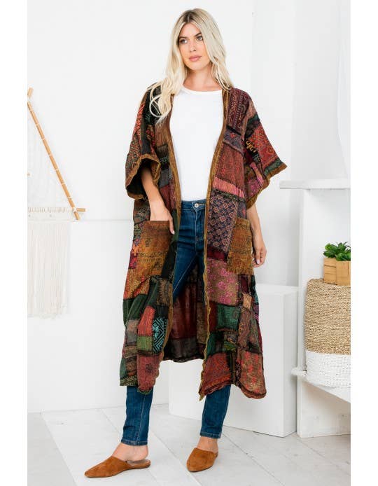 Womens Clothing - Patchwork Long Jacket (TH-1657)
