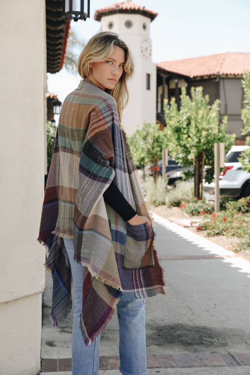 Multicolor Plaid Pocket Ruana - All Time Fall Favorite 🍁
