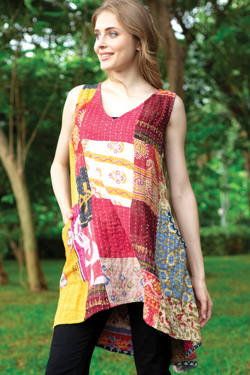 Reversible Kantha Sleeveless Dress