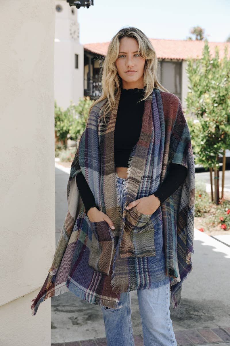 Multicolor Plaid Pocket Ruana - All Time Fall Favorite 🍁