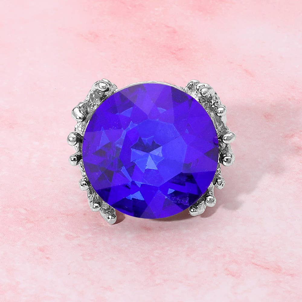 Metal Twig Detailed Round Stone Stretch Ring