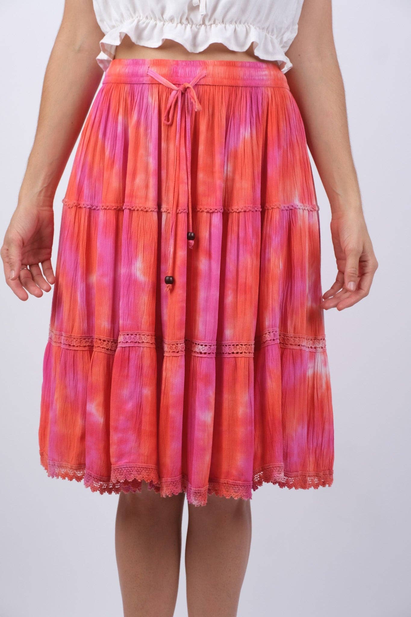 Hot Pink & Orange Mid Skirt