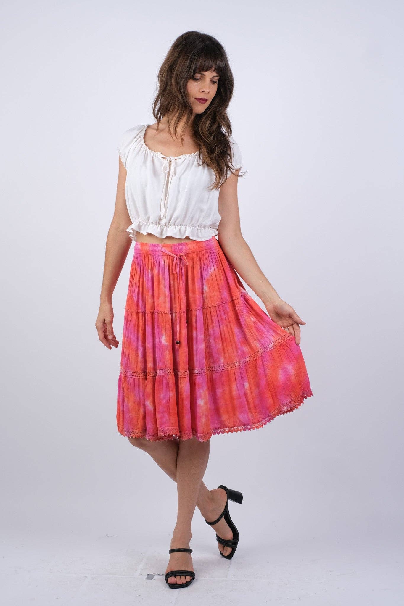 Hot Pink & Orange Mid Skirt