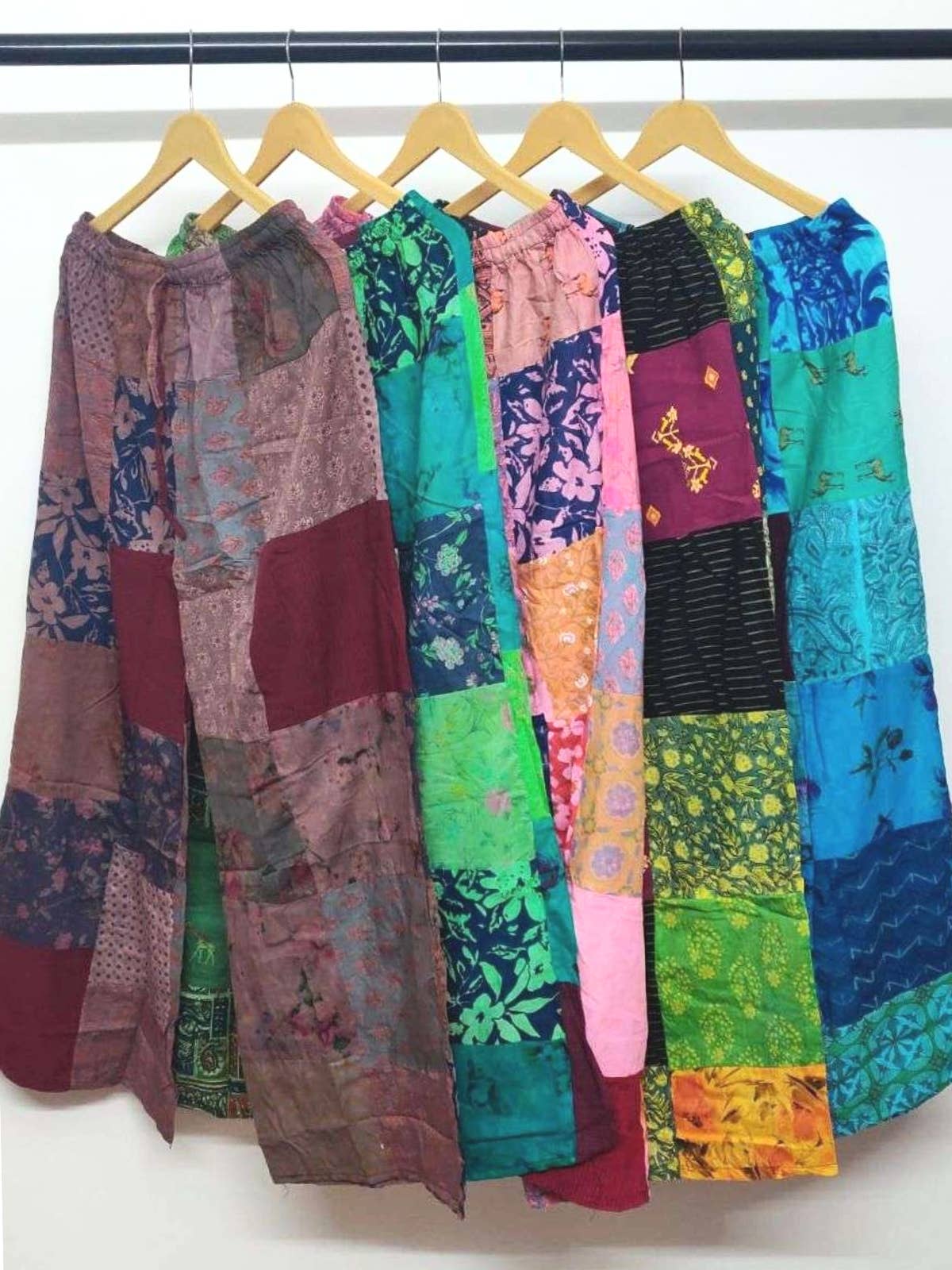 Women Patchwork Wide Leg Pant Elastic Waist Trouser Mix lot