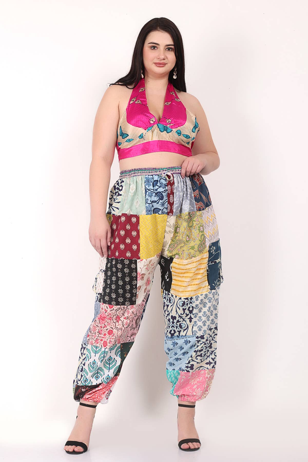 Women's Casual Patchwork Elastic Waist Pocket Pant Mix Lot