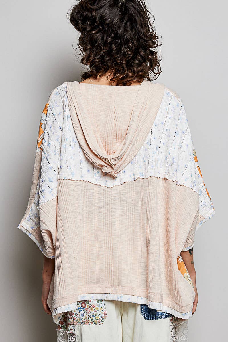 Long Sleeve Lace Contrast Floral Star Patch Knit Top SALE